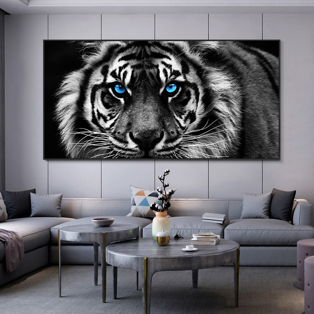 Black and White Tiger Wall Art Canvas Print