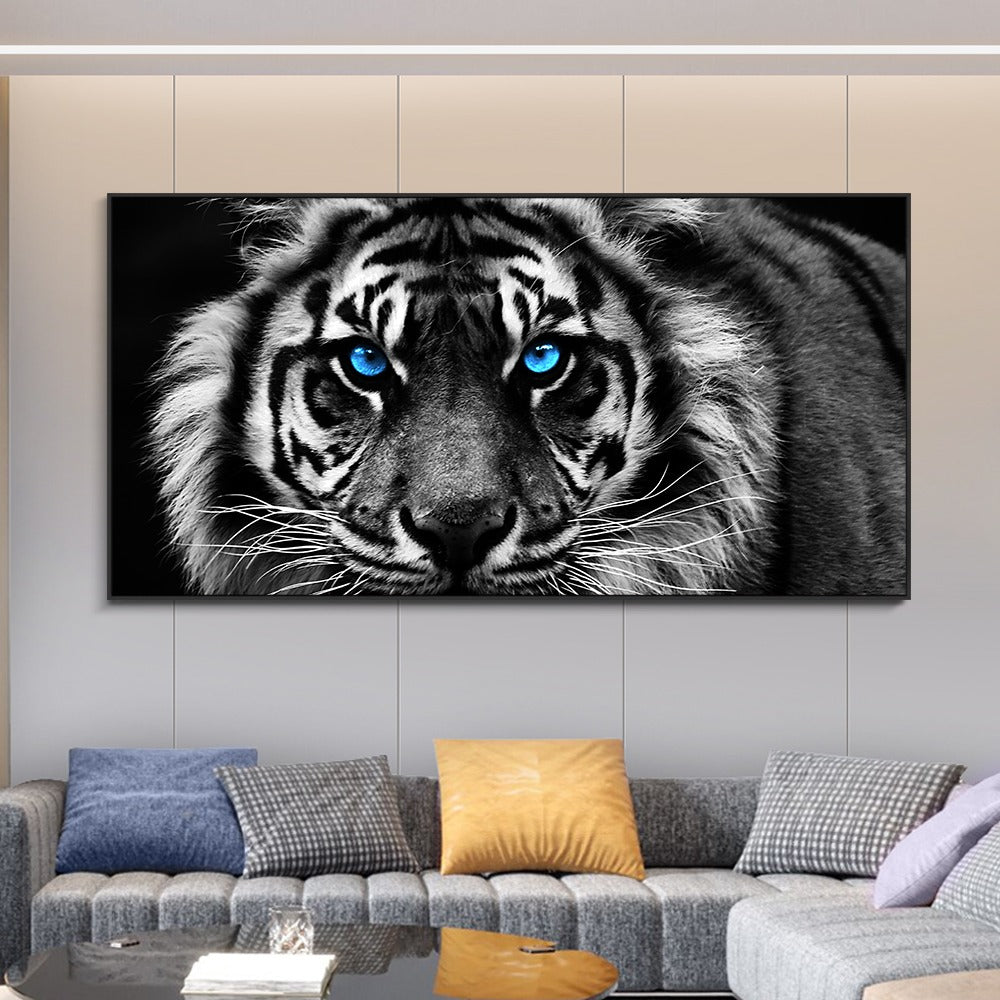 Black and White Tiger Wall Art Canvas Print