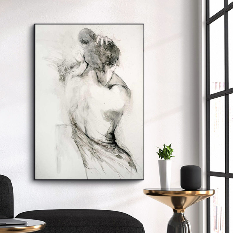 Black and White Woman Back View Canvas Print