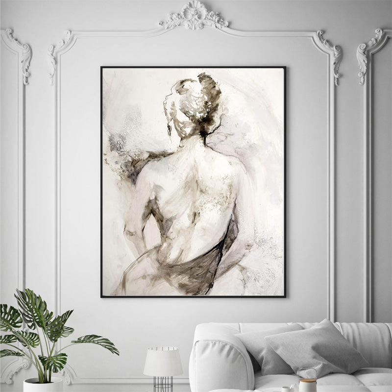 Black and White Woman Back View Canvas Print