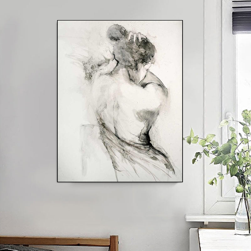 Black and White Woman Back View Canvas Print