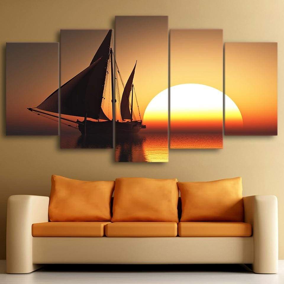 Boat at Sunset Canvas Print