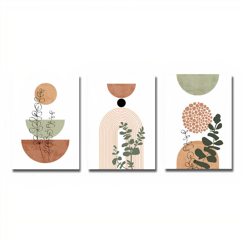 Boho Terracotta Geometric Set of 3 Canvas Print