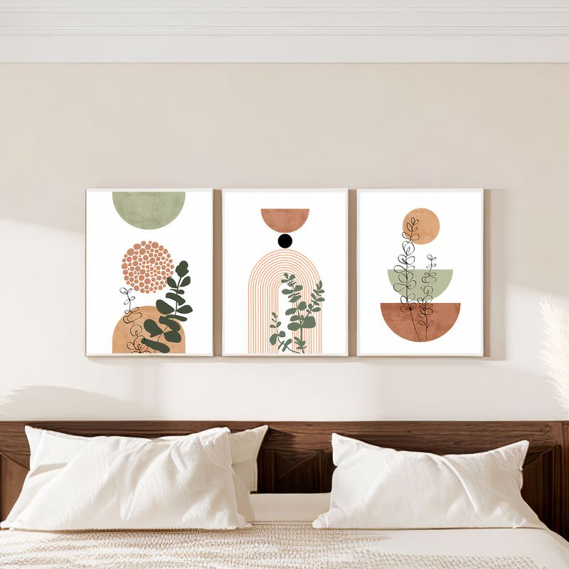 Boho Terracotta Geometric Set of 3 Canvas Print