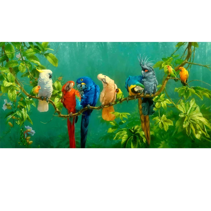 Colourful Jungle Parrot Wall Art Canvas Print