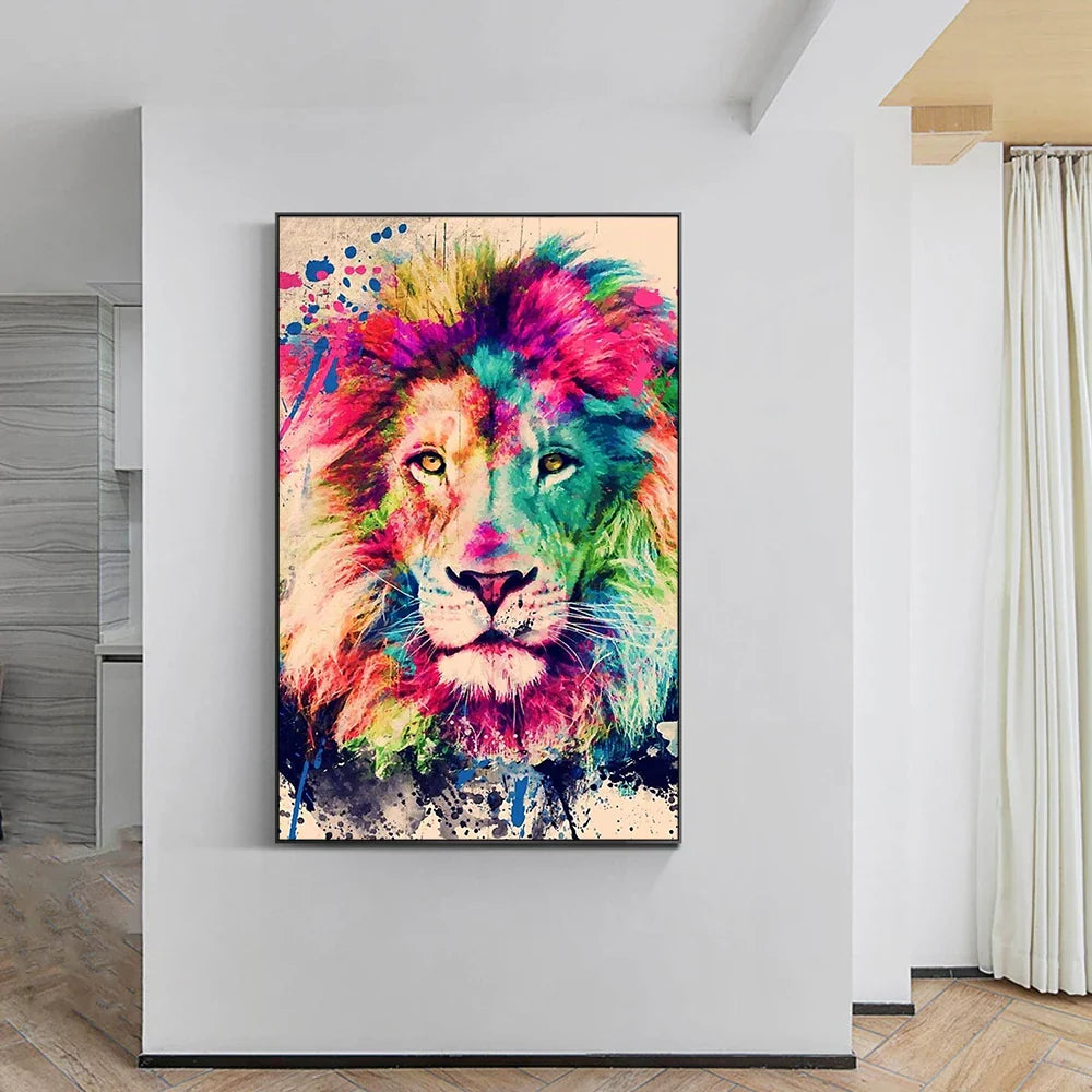 Colourful Lion Wall Art Canvas Print