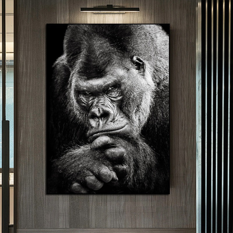 Tableau gorille noir et blanc cadre