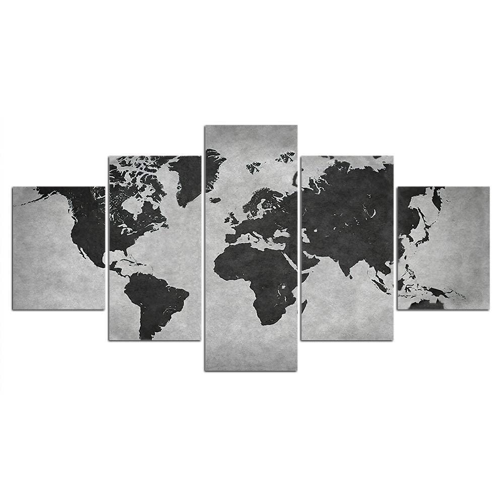 Dark Grey World Map Canvas Print