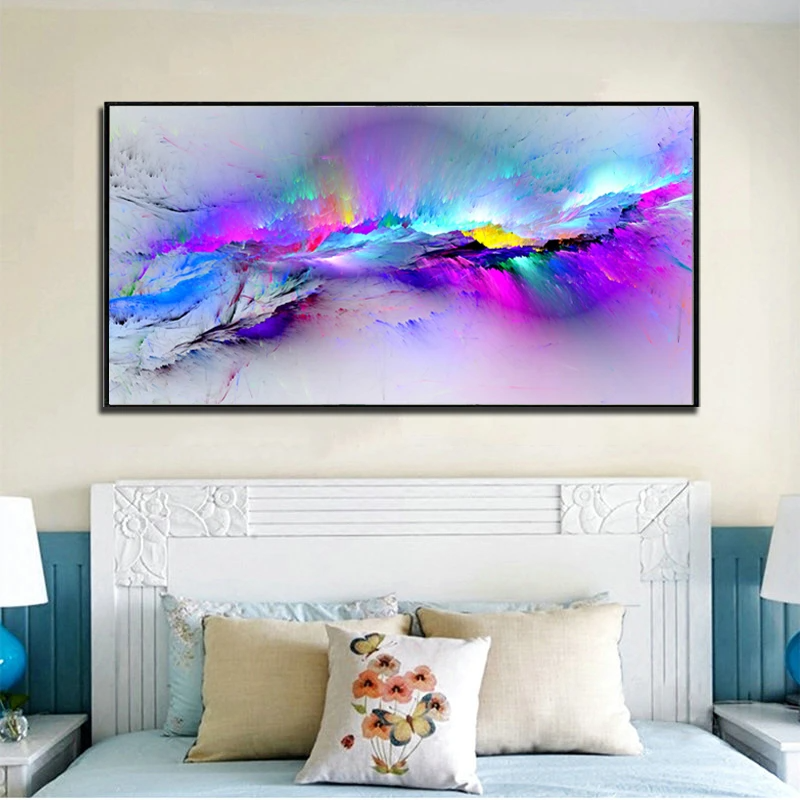 Tableau abstrait montagne cadre