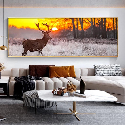 Tableau Cerf Coucher De Soleil