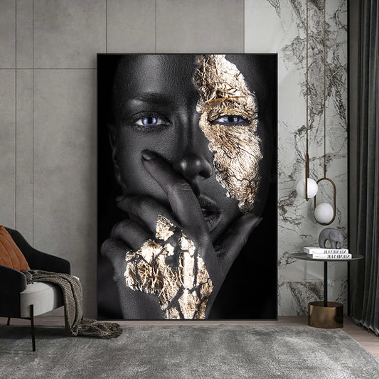 Black and Gold Woman Canvas Print