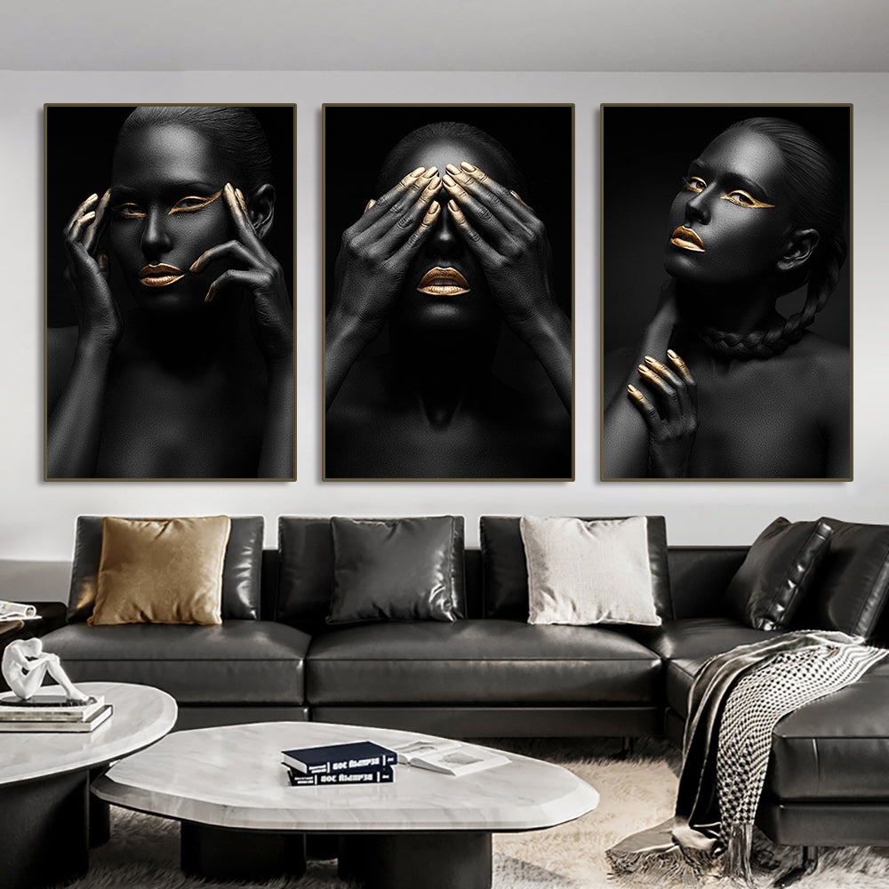 Black and Gold Woman Canvas Print