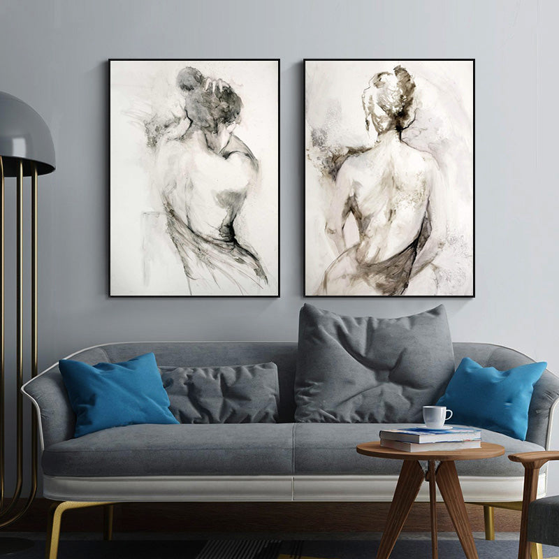 Black and White Woman Back View Canvas Print