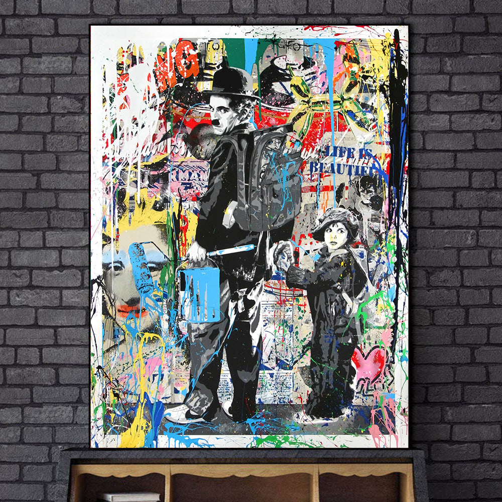 Street Art Charlie Chaplin Wall Art Canvas Print