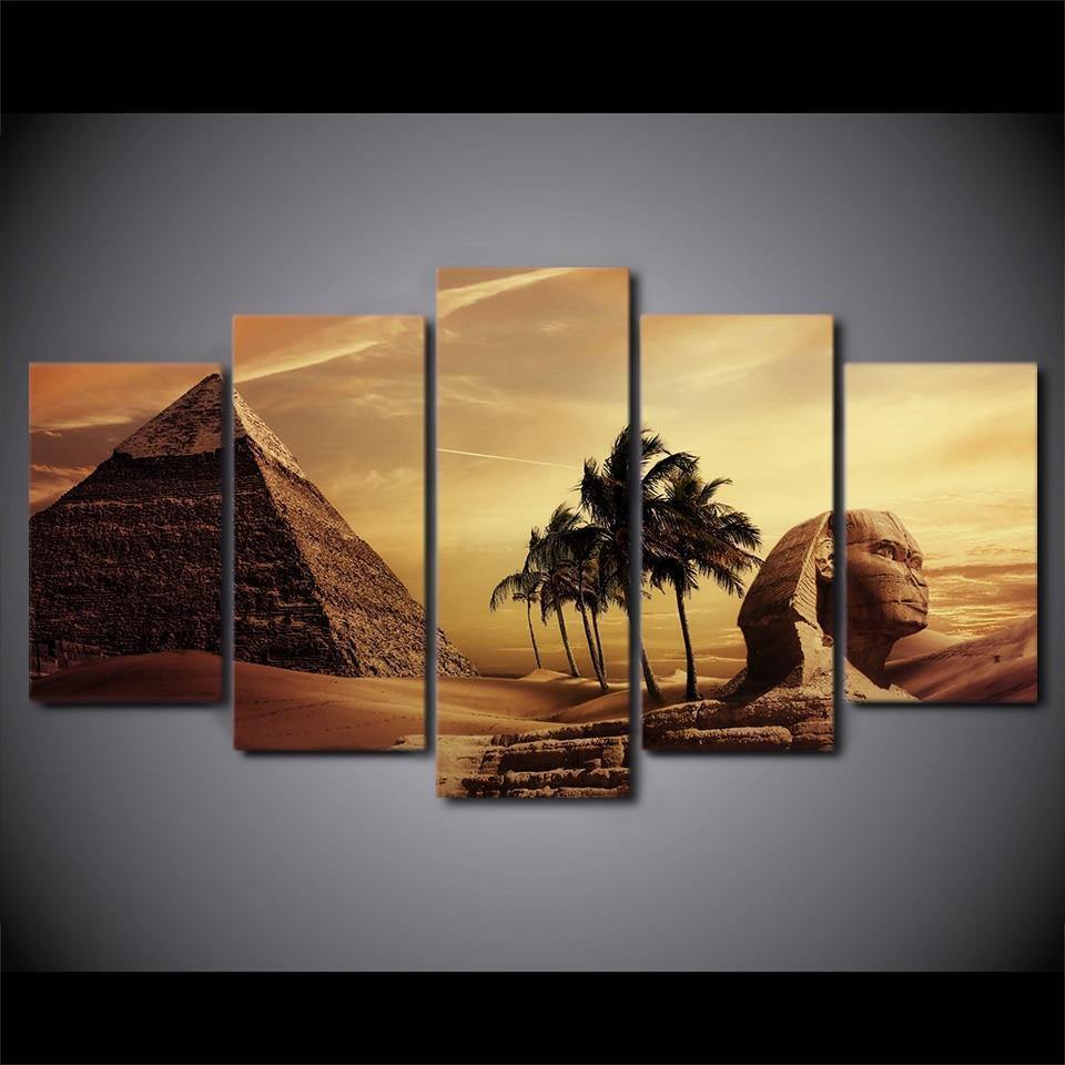 Egyptian Desert Scene with Pyramids Canvas Print