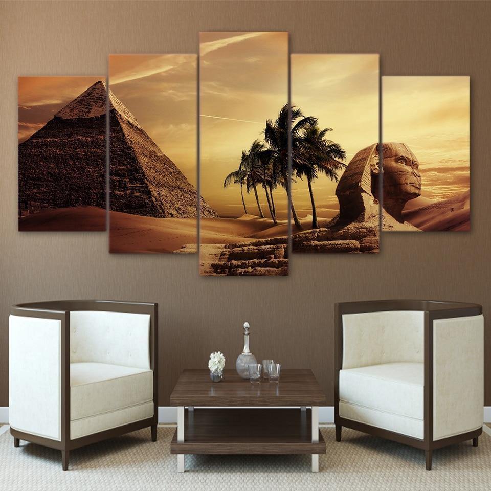 Egyptian Desert Scene with Pyramids Canvas Print