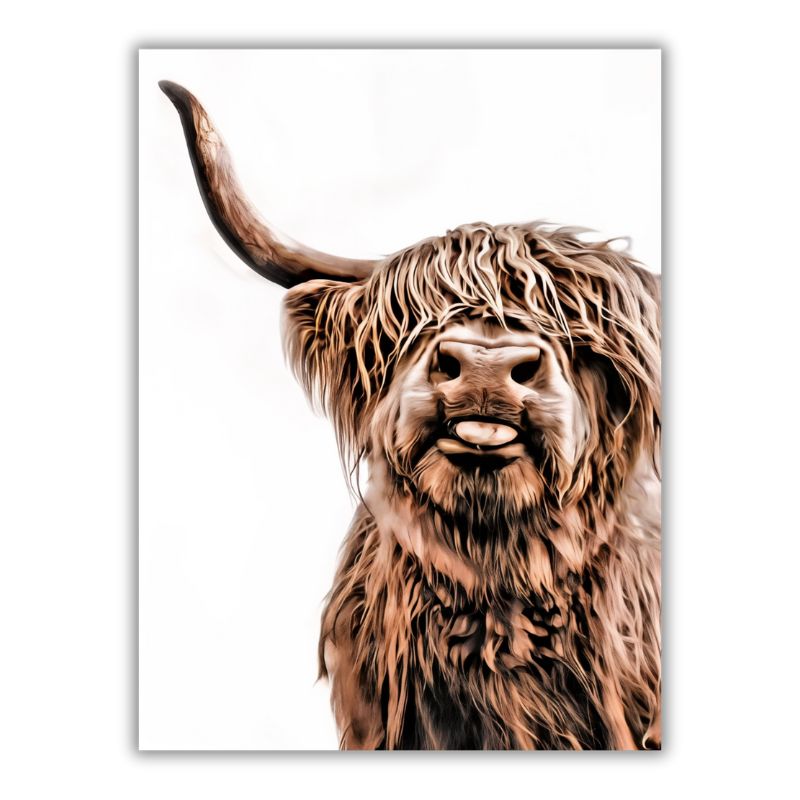 Funny Highland Cow Wall Art Canvas Print