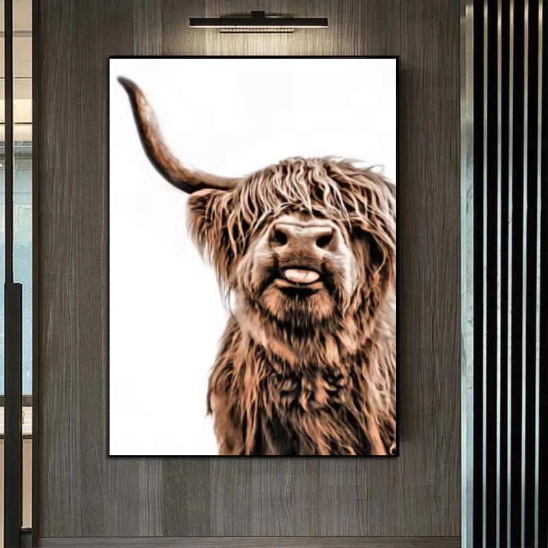Funny Highland Cow Wall Art Canvas Print