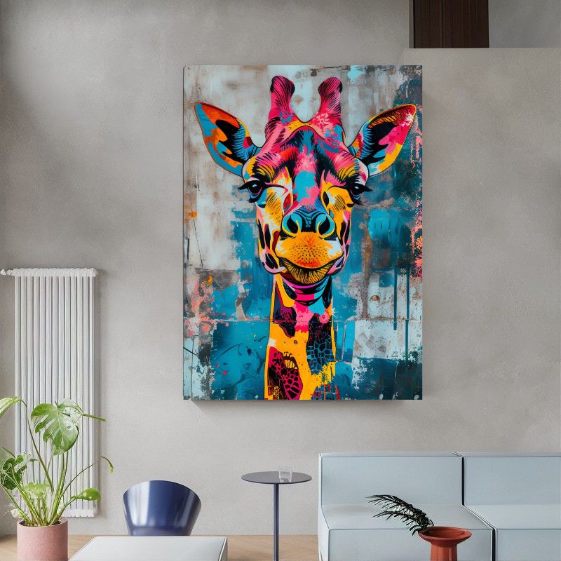 Giraffe Street Art Canvas Print