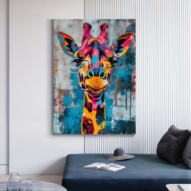 Giraffe Street Art Canvas Print