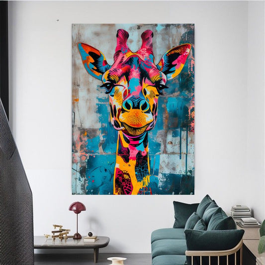 Giraffe Street Art Canvas Print