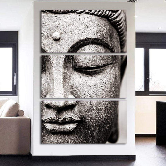 Grey Buddha canvas print - Set of 3