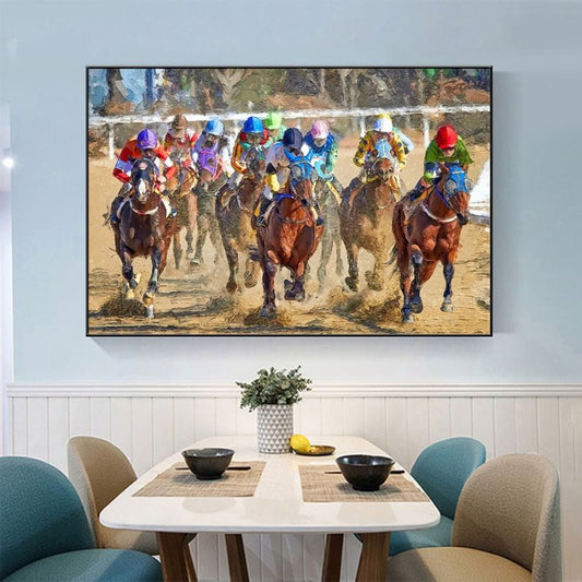 Horse Racing Wall Art Canvas Print