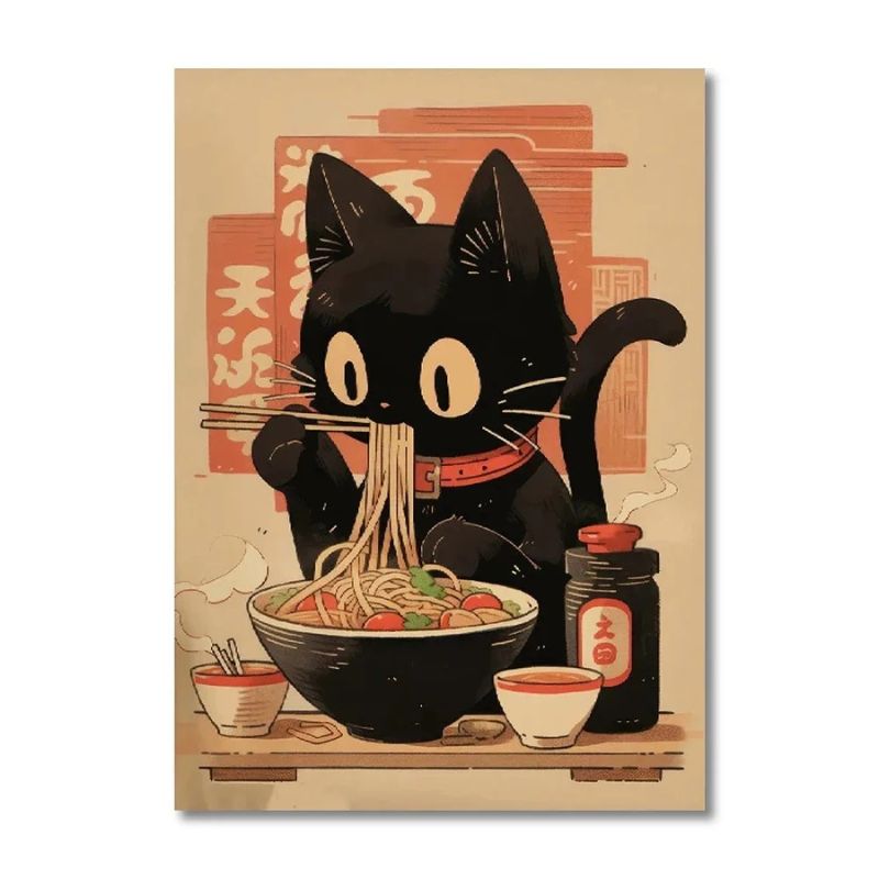 Japanese Cat Wall Art Canvas Print