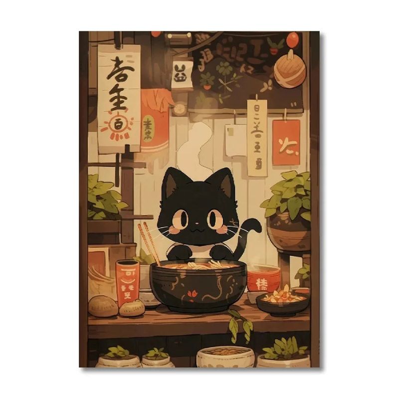 Japanese Cat Wall Art Canvas Print