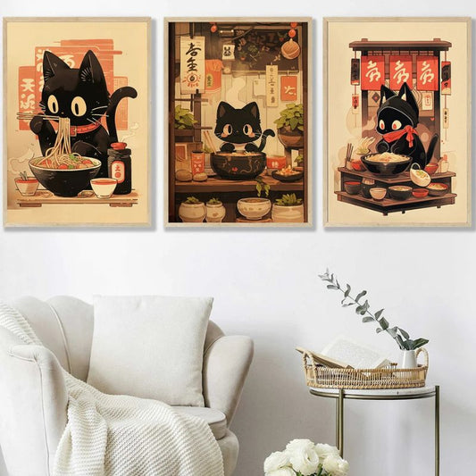 Japanese Cat Wall Art Canvas Print