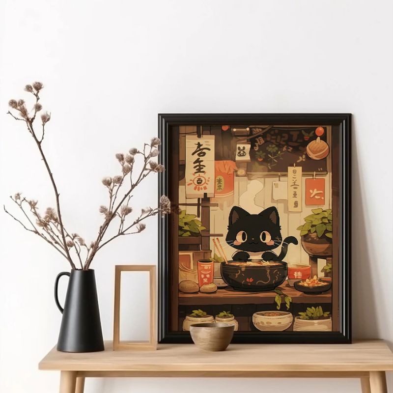 Japanese Cat Wall Art Canvas Print