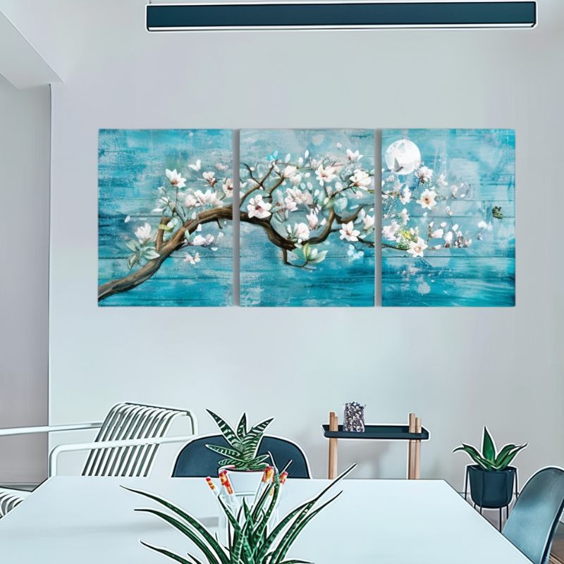Japanese Cherry Wall Art Canvas Print - Set of 3
