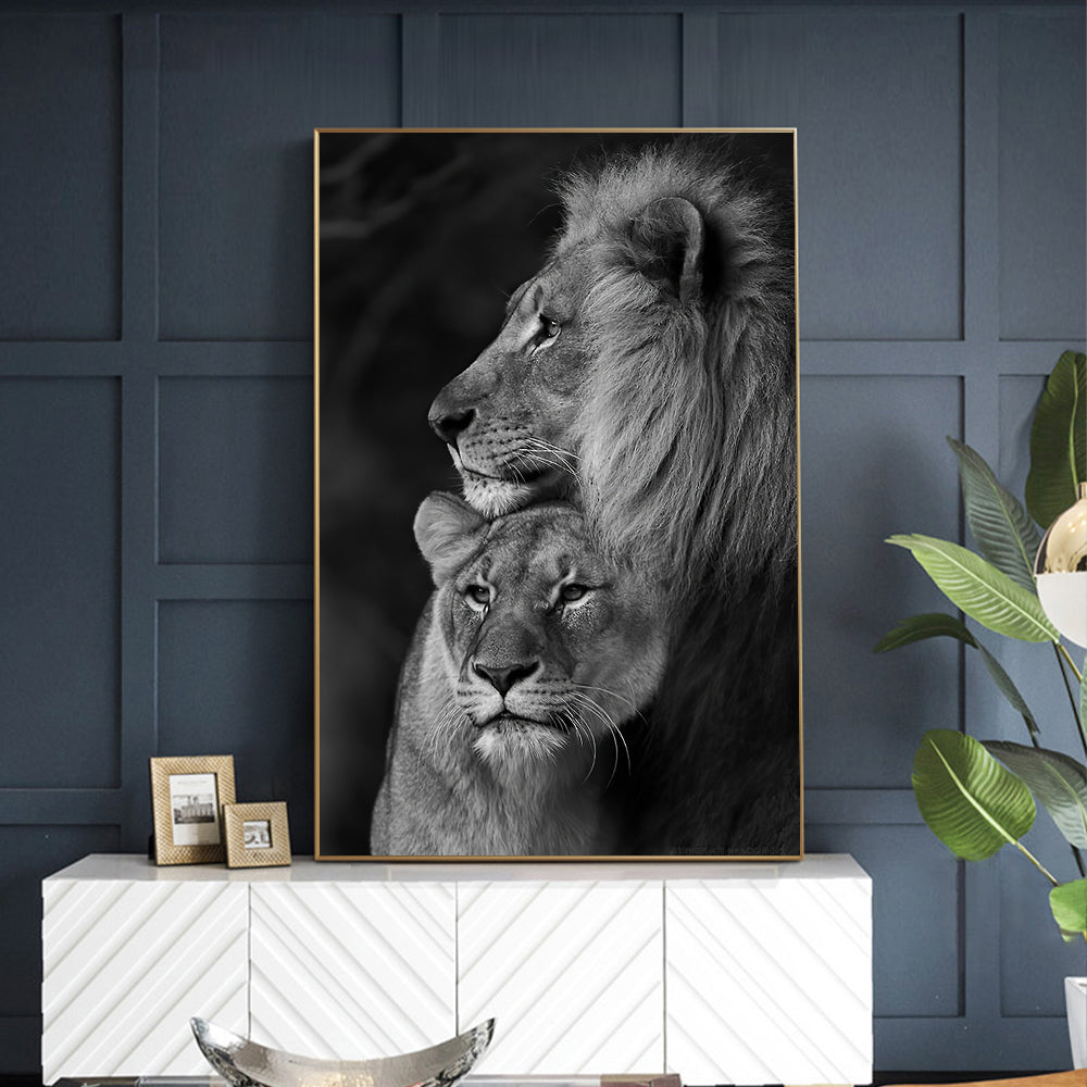 Lion and Lioness Wall Art Canvas Print