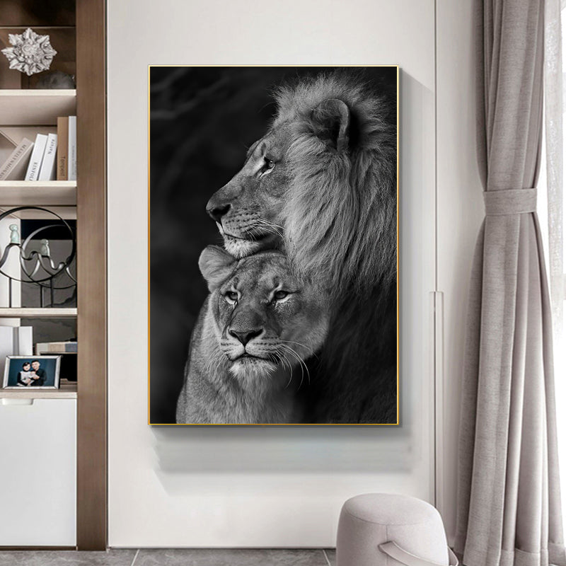 Lion and Lioness Wall Art Canvas Print