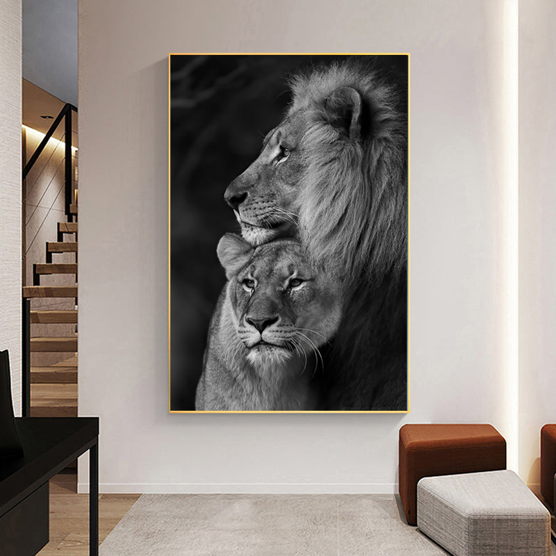 Lion and Lioness Wall Art Canvas Print