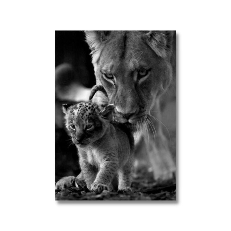 Lioness and Cub Wall Art Canvas Print