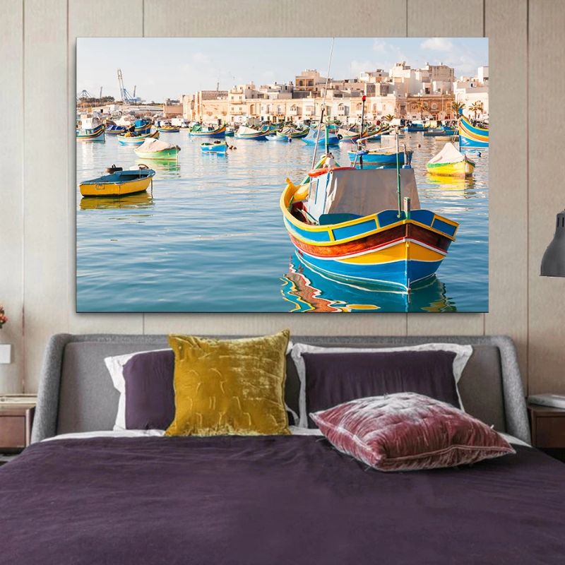 Malta Island Boats Wall Art Canvas Print