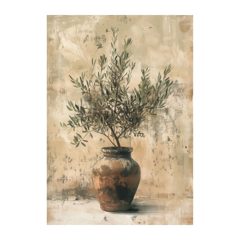 Mediterranean Olive Tree and Vase Canvas Print