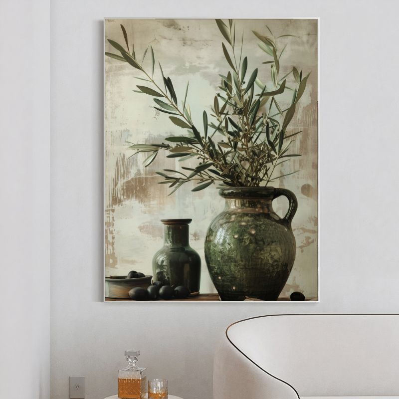 Mediterranean Olive Tree and Vase Canvas Print
