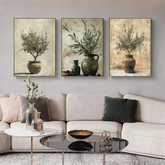 Mediterranean Olive Tree and Vase Canvas Print