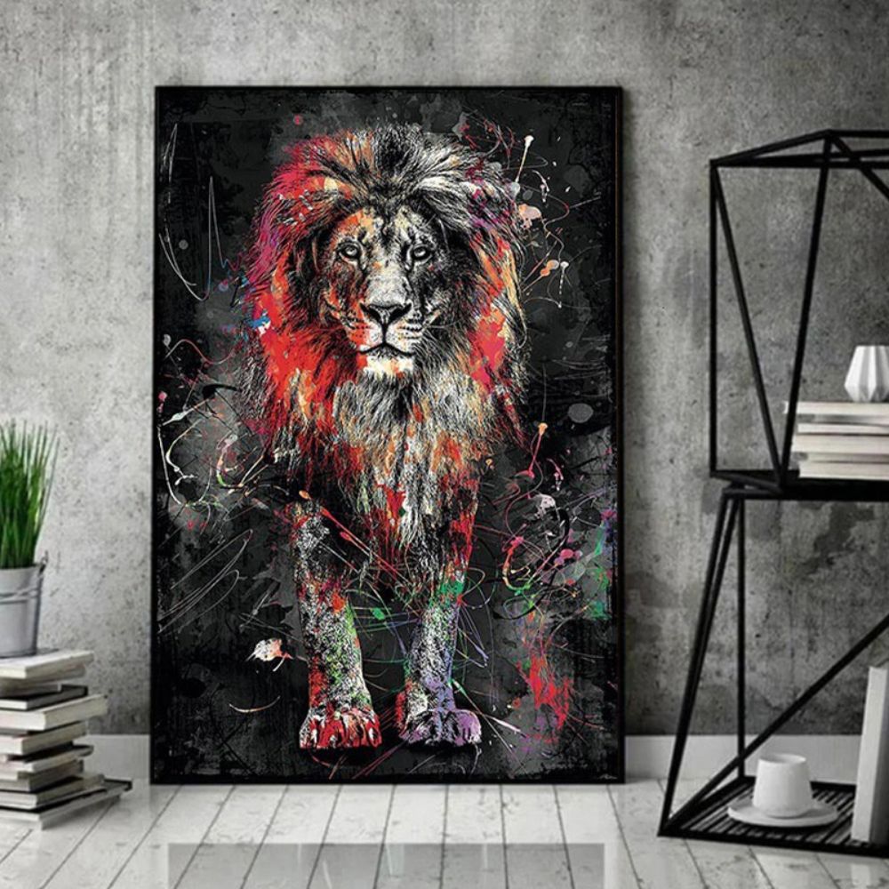 Modern Lion Wall Art Canvas Print
