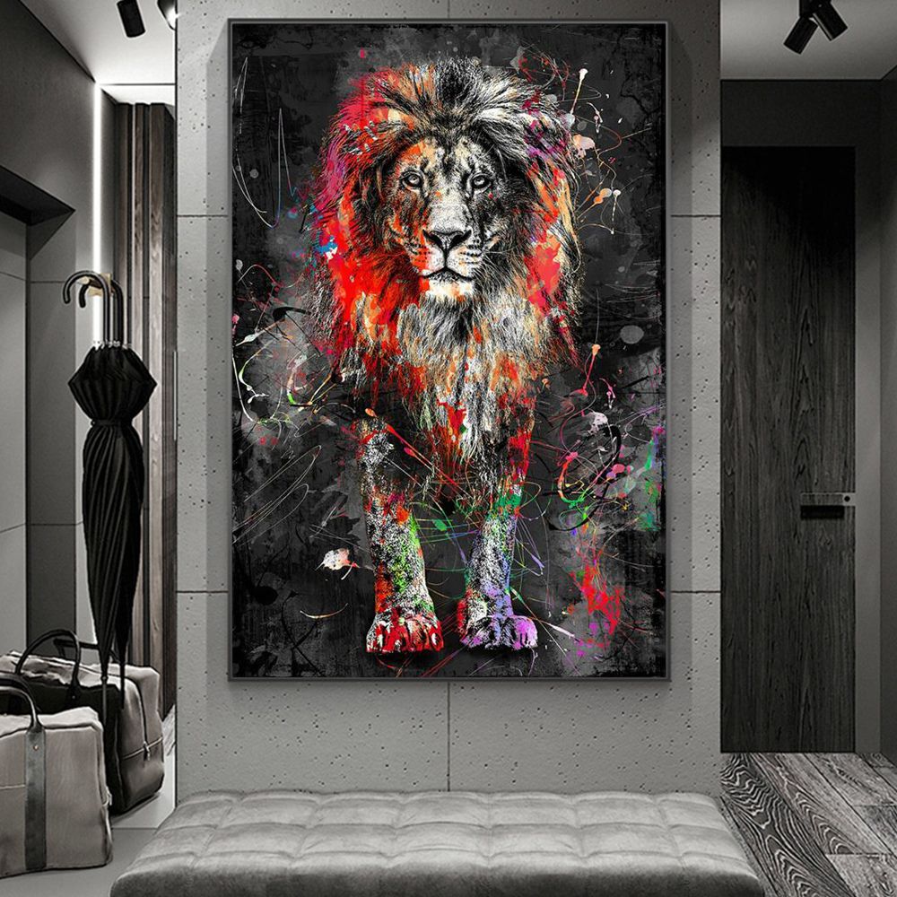 Modern Lion Wall Art Canvas Print