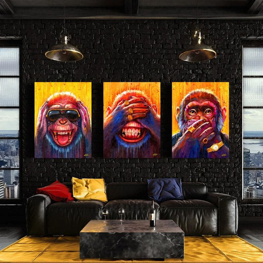 Modern Monkey Wall Art Canvas Print