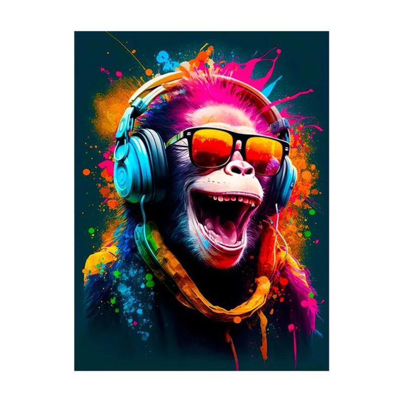 Monkey Dj Wall Art Canvas Print