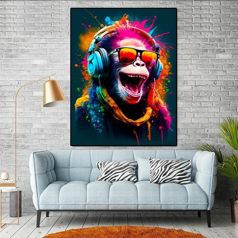 Monkey Dj Wall Art Canvas Print