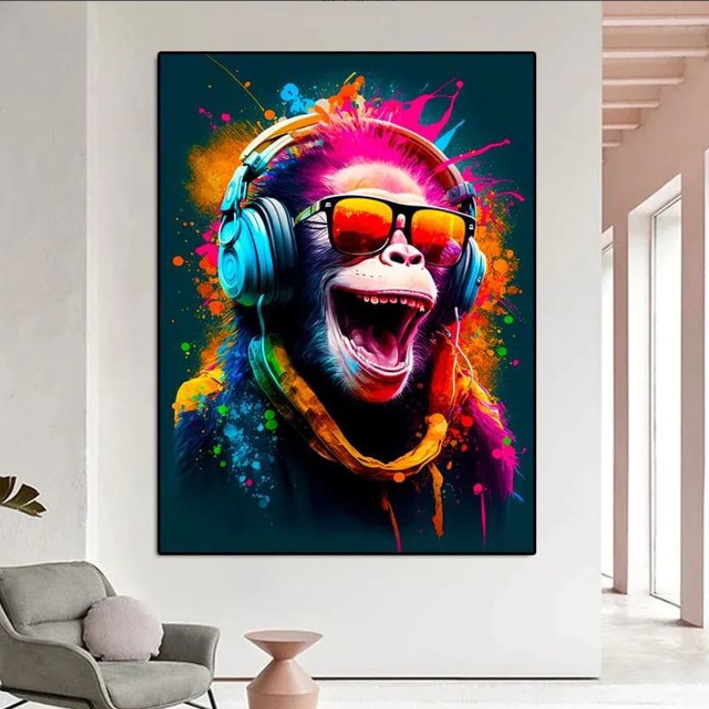 Monkey Dj Wall Art Canvas Print