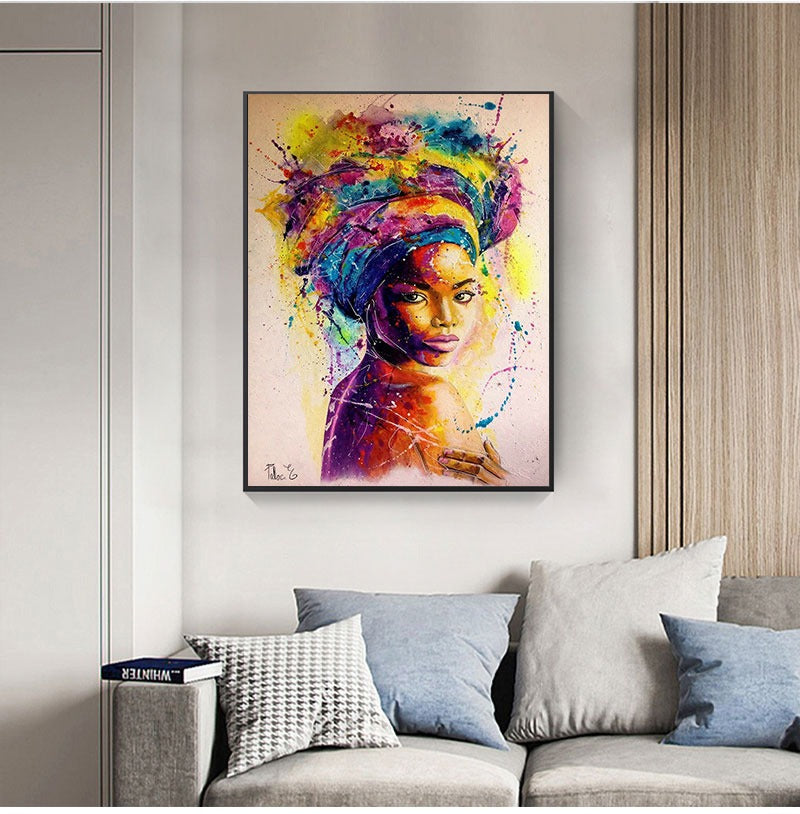 Multicoloured African Woman canvas print
