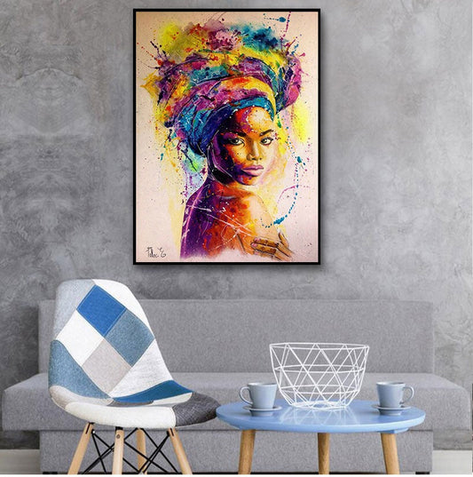 Multicoloured African Woman canvas print