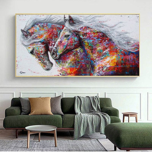 Multicoloured Horse Wall Art Canvas Print