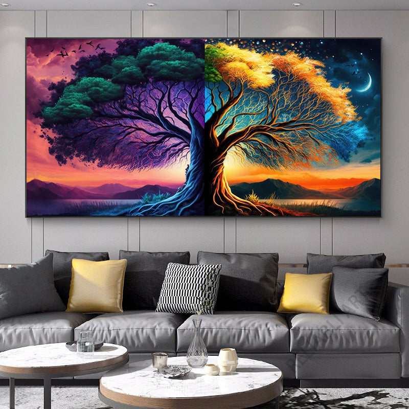 Multicoloured Tree Of Life Wall Art Canvas Print